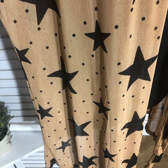 Forever 21 Star Print Chiffon Duster Cardigan Beige Medium - Picture 9 of 9